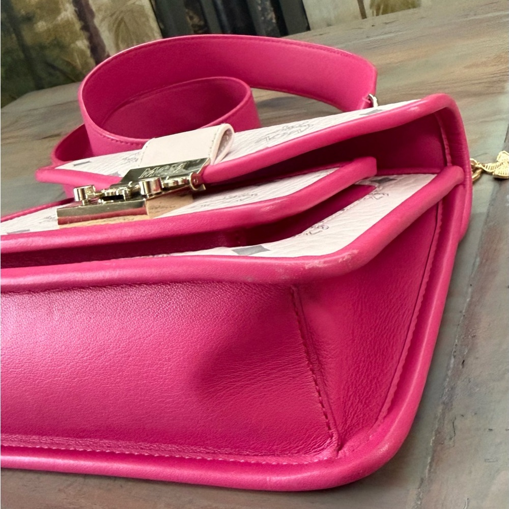 MCM Powder Pink Visetos Small Top Handle Shoulder Satchel Bag w/FREE GIFT - Picture 12 of 15
